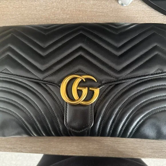 Gucci Calfskin Matelasse GG Marmont Clutch Black - Picture 6 of 11